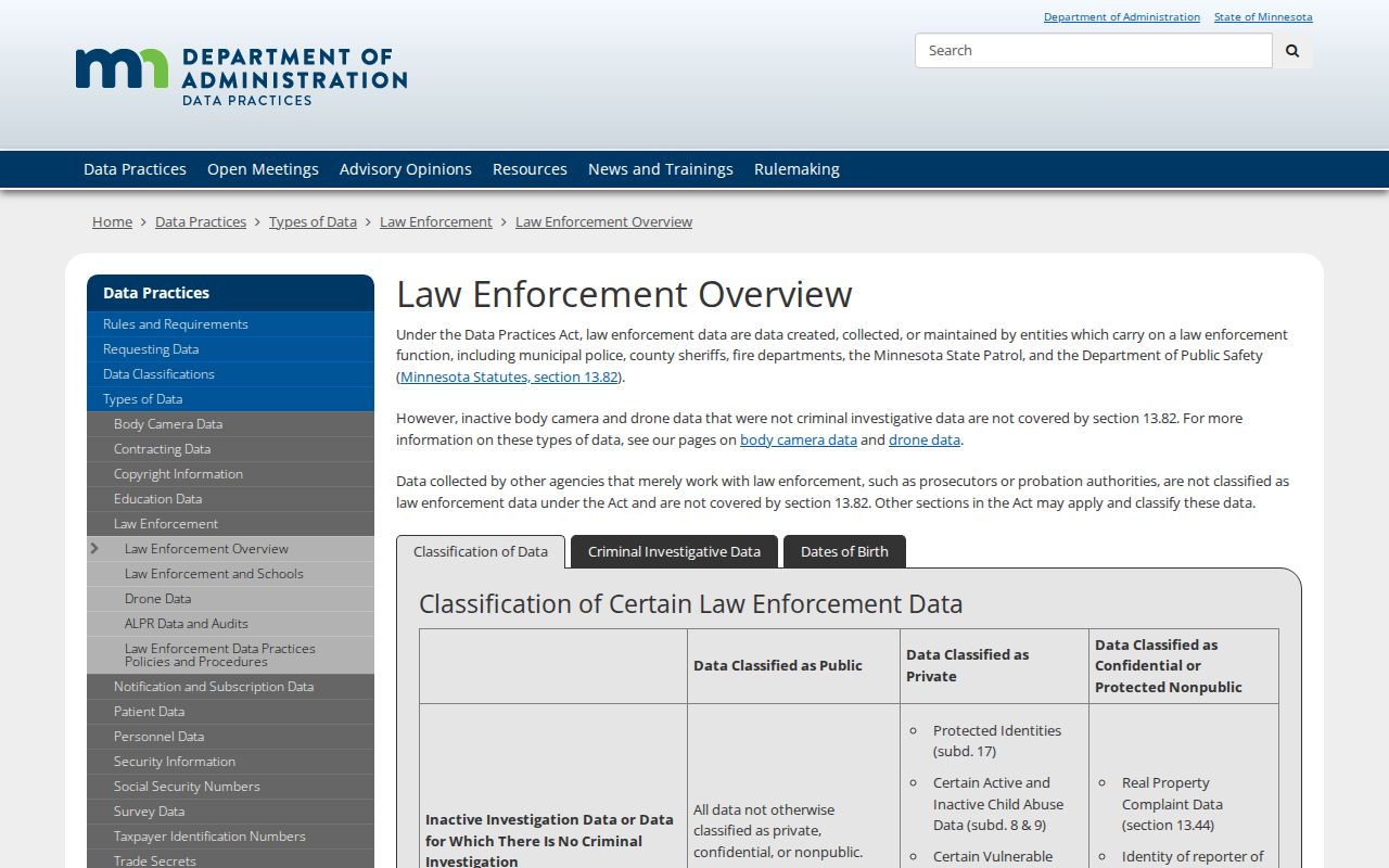St. Louis County booking record access through Minnesota law-enforcement data guidance